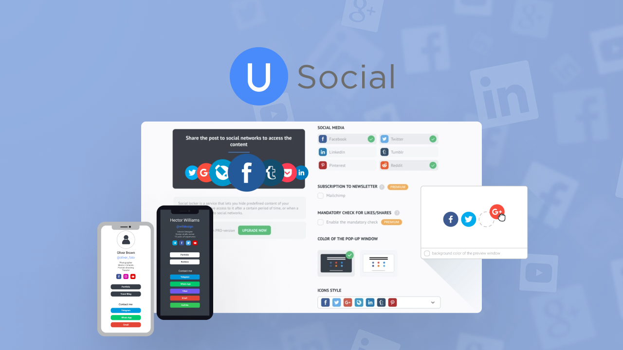 uSocial.pro 2in1: Multiple Link Page for your Instagram & Social Media Buttons and Widgets for your Website